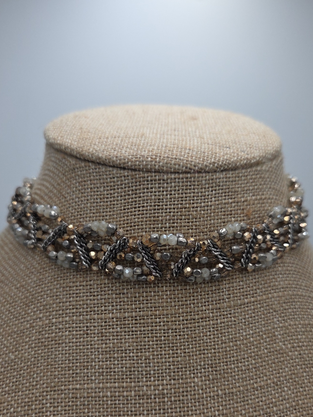Nakamol Beaded Metallic Braided Choker Necklace